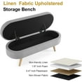 thumbnail image 6 of Oval Storage Ottoman Bench, 43.5 Inches Linen Fabric Upholstered Entryway Bench with Safety Hinge and Solid Wood Legs, Flip Top Ottoman Stool Footrest for Living Room/Bedroom/End of Bed, Grey, 6 of 7