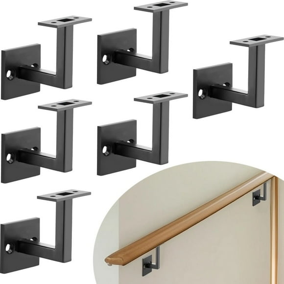 6 Pcs Handrail Brackets, Heavy Duty Handrail Brackets, Square Handrail Brackets, for Staircase Stair Railing Brackets Bookshelf Support