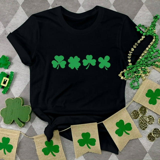 Chandails de la Saint-Patrick pour Femmes, Col Rond Décontracté, Manches Courtes, T-shirt Imprimé Arbre de Noël, Haut, Chandail de la Saint-Patrick