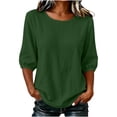 thumbnail image 2 of Neewe Womens Plain Round Neck Half Sleeve Top Curved Hem Blouses Loose Shirts Spring Summer Fashion Casual T Shirts, 2 of 7