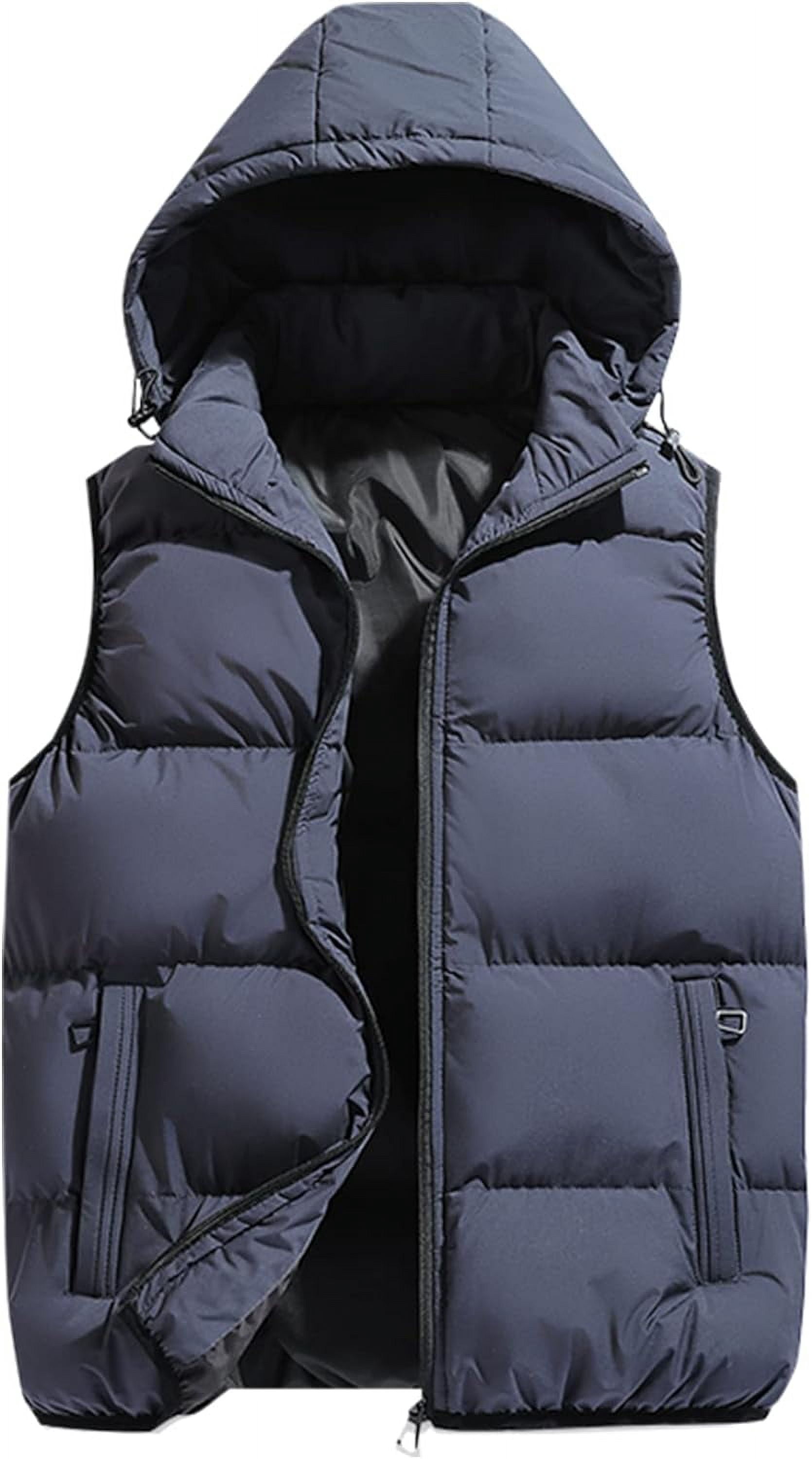 LAICAIW Men's Quilted Winter Vest Outdoor Removable Hooded Padded Puffer Vest