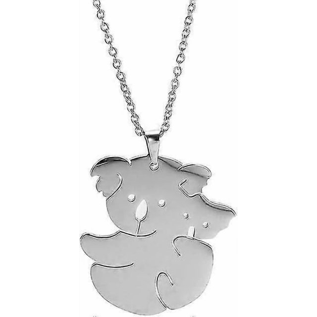 Koala Bear Mom And Koala Kid Pendant Necklace Stainless Steel Lovely Animal Charm Silver Clavicle Chain For Women Girls Gifts Banmo