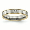 thumbnail image 1 of Titanium Polished Yellow IP Grooved Comfort Back CZ Ring 7.5 Size, 1 of 7