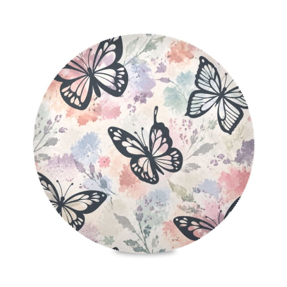 15" Silhouette Butterfly Printed Round Placemats Set of 1 Heat Resistant Table Mat for Kitchen for Party Deco