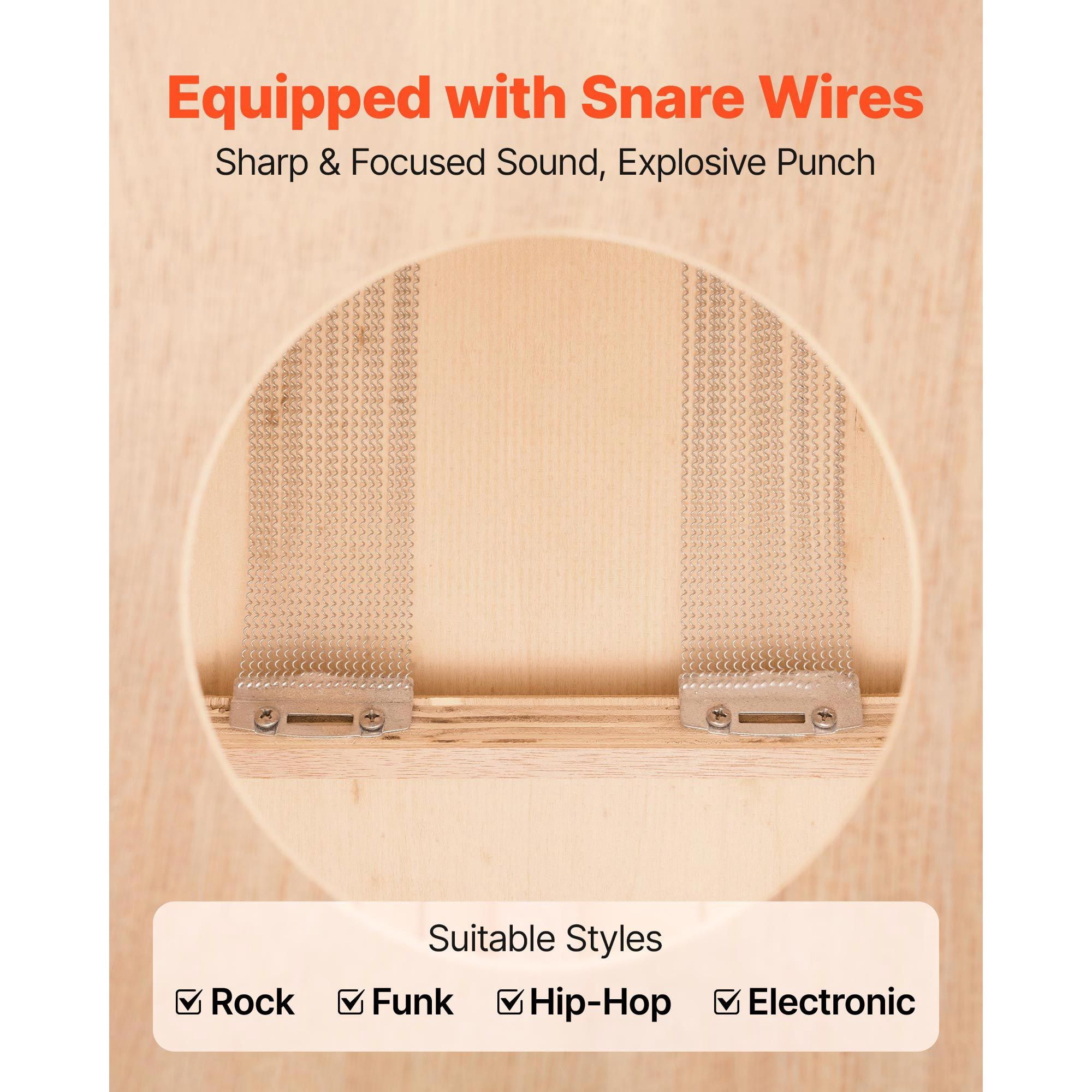 Large Cajon Box Drum Wooden Birchwood Percussion Instrument with Snare Wires