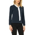 thumbnail image 4 of INSPIRE CHIC Women's Work Elegant Contrast Tie Collar Shirt Long Sleeves Office Blouse Navy Blue S, 4 of 5