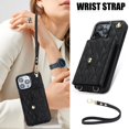 thumbnail image 2 of For Iphone 16 Pro Max Crossbody Rhombic Horizontal Wallet Leather Phone,iPhone 15, 2 of 7