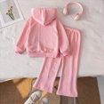 thumbnail image 2 of WXFAZCVU Girls' Clothing Sets Full Zip Hoodie Knit Jacket and Flare Pants Trendy Outfits Size 2-3 Years, 2 of 4