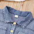 thumbnail image 5 of Girls Jumpsuit Summer Casual Short Sleeve Button Down Lapel Rompers Stylish Denim Jumpsuits Size 2 Y-3 Y, 5 of 7