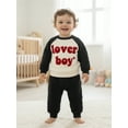 thumbnail image 5 of BemeyourBBs Toddler Baby Boy Girl Valentines Day Outfits Lover Boy Letter Long Sleeve Pullover Sweatshirt Tops Stripe Pants Set Spring Fall Winter Clothes, 5 of 9