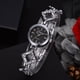 thumbnail image 3 of Reloj femenino con diamantes de imitación y esfera redonda de cuarzo con correa de aleación y pulsera (negro plateado), 3 of 4