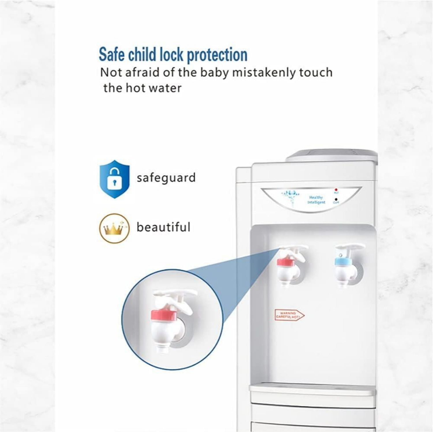 LUVCMFT Water Cooler Dispenser for 5 Gallon Bottle, Top Loading Hot and Cold Water Dispenser with Storage Cabinet & Child Safety Lock, Ideal for Home Office Use, White
