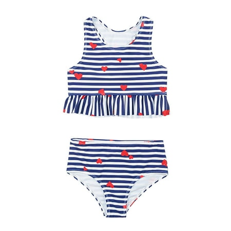 

Neon Toddler Swimsuit Girl 2 Piece Striped Love Print Summer Sport Vest Top Pleated Shorts Suit Tankini Set Bathing Suits For Teens Girls Size 10