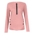 thumbnail image 4 of Moda Mujer Casual Cremallera Botones largos Cuello en V Manga Pullove Blusa sólida Fridja hkj3557, 4 of 5
