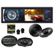 Absolute DMR-380 Pioneer TS-A6966R TS-G1645R TW600 3.5-Inch In-Dash Single Din Receiver & Pioneer TS-G1645R 6.5" TS-A6966R 6x9" Speakers & TW600 Tweeter