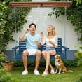 thumbnail image 6 of KINGYES Outdoor Hanging Patio Swing Chair, 2 Seat Swing with Cup Holders, 660LBS Weight Capacity, Blue, 6 of 8