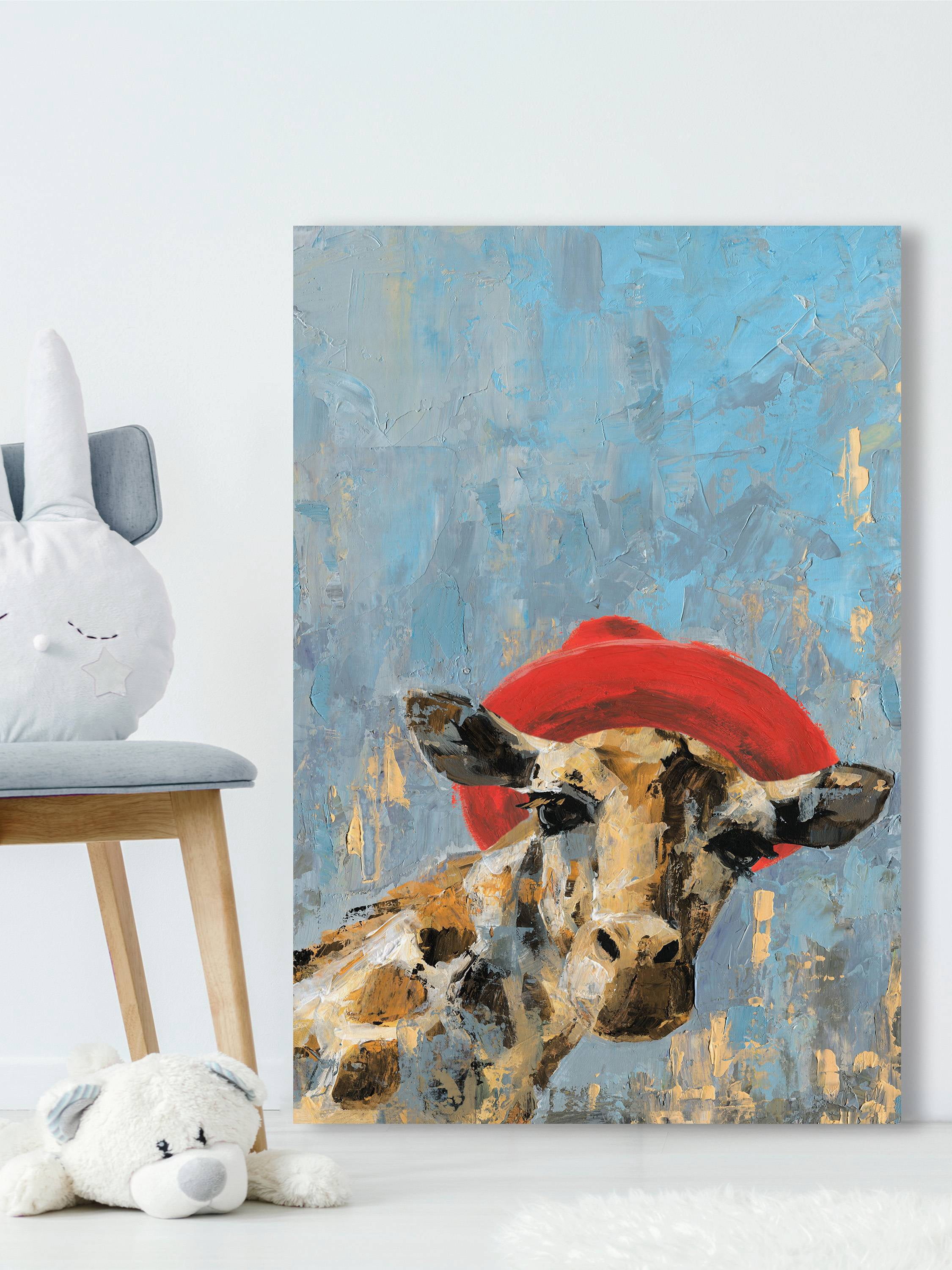 Marmont Hill Giraffe's Red Hat Canvas Wall Art