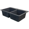 thumbnail image 2 of Transolid Aversa 33in x 22in silQ Granite Drop-in Double Bowl Kitchen Sink with 4 CABD Faucet Holes, in Grey, 2 of 4