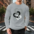 thumbnail image 6 of EchfiProm Mens Valentine T shirts Waffle Gray Shirts Summer Long Sleeve Heart Graphic Tops for Big and Tall Men 3XL, 6 of 7