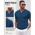 thumbnail image 4 of COOFANDY Black Polo Shirts for Men Textured V Neck Knit Polos Short Sleeve Casual Golf Shirts Fashion Polos, 4 of 6