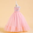 thumbnail image 3 of RXIRUCGD 2025 Vêtements d'Été pour Enfants Robe de Princesse Sans Manches Col Rond Couleur Unie Brodée Exquise Perles Robe de Soirée Robe de Banquet, 3 of 8