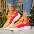 thumbnail image 3 of EKVAHL Lace Up Mesh Sneakers for Women, Color Block Breathable Lightweight Cushioned Wide Fit Shoes, Outdoor Gym Daily Walking Trainers Orange, 3 of 4
