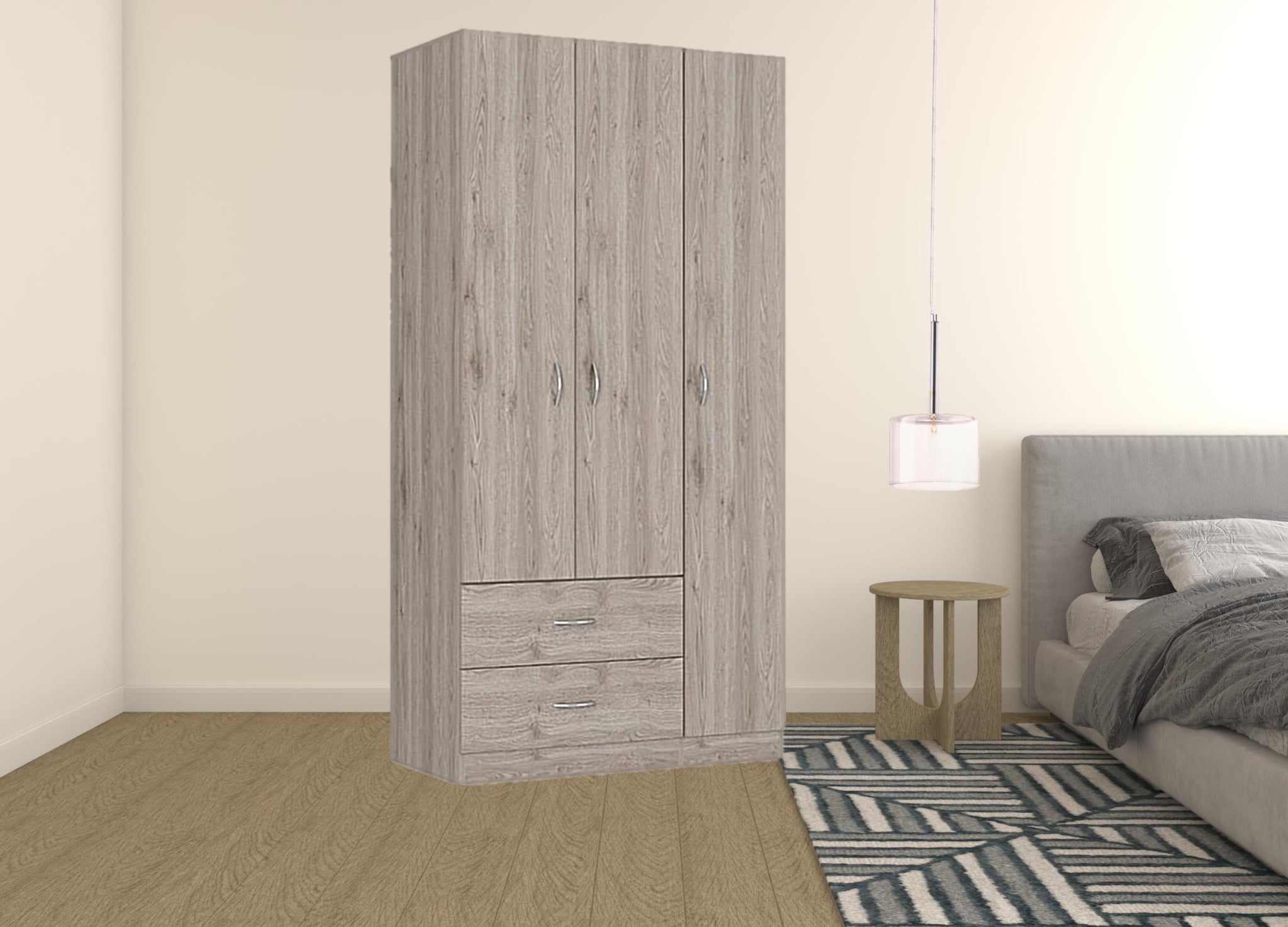 HomeRoots 478411 71.1 x 35.4 x 18.5 in. Light Gray Manufactured Wood Two Drawers Combo Dresser