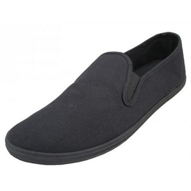 Easy USA - Men's Black/Black Color Slip On Canvas Shoes Size 7-13 ...