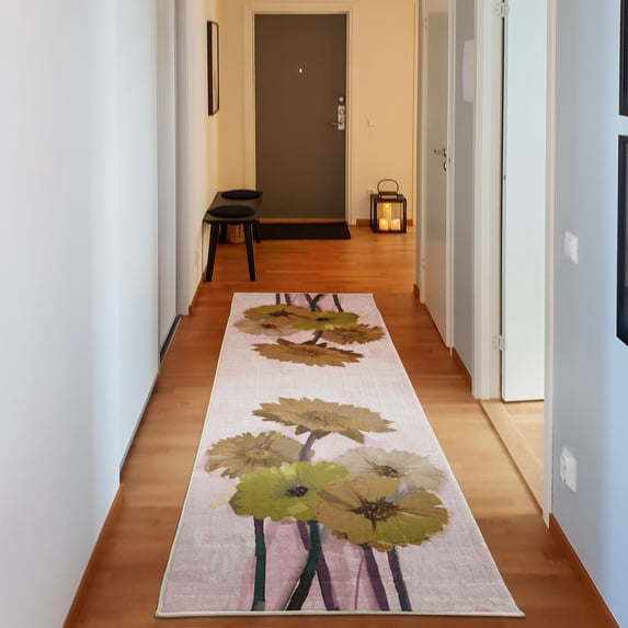 Gerber Daisy Decorative Rug, Posy of Spring Flowers Oil Painting Impressionist Still Life Pattern, Quality Carpet for Bedroom Dorm and Living Room, 6 Sizes, Pale Brown, by Ambesonne
