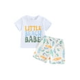 thumbnail image 2 of Toddler Boy Shorts Outfit Letter Print Short Sleeve T-Shirt with TreeCar Print Shorts for Summer, 2 of 10
