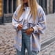 thumbnail image 4 of TEELYNN Camisa a cuadros violeta para mujer Chaquetas Vintage de manga larga Casual Otoño Invierno Ropa de calle cálida Abrigo de mezcla de tweed, 4 of 5