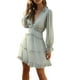 thumbnail image 1 of Lucakuins Vestido de cintura alta con cuello en V verde marino para mujer, minivestido corto con dobladillo con volantes, S/ M/ L/ XL Lucakuins moda, 1 of 5
