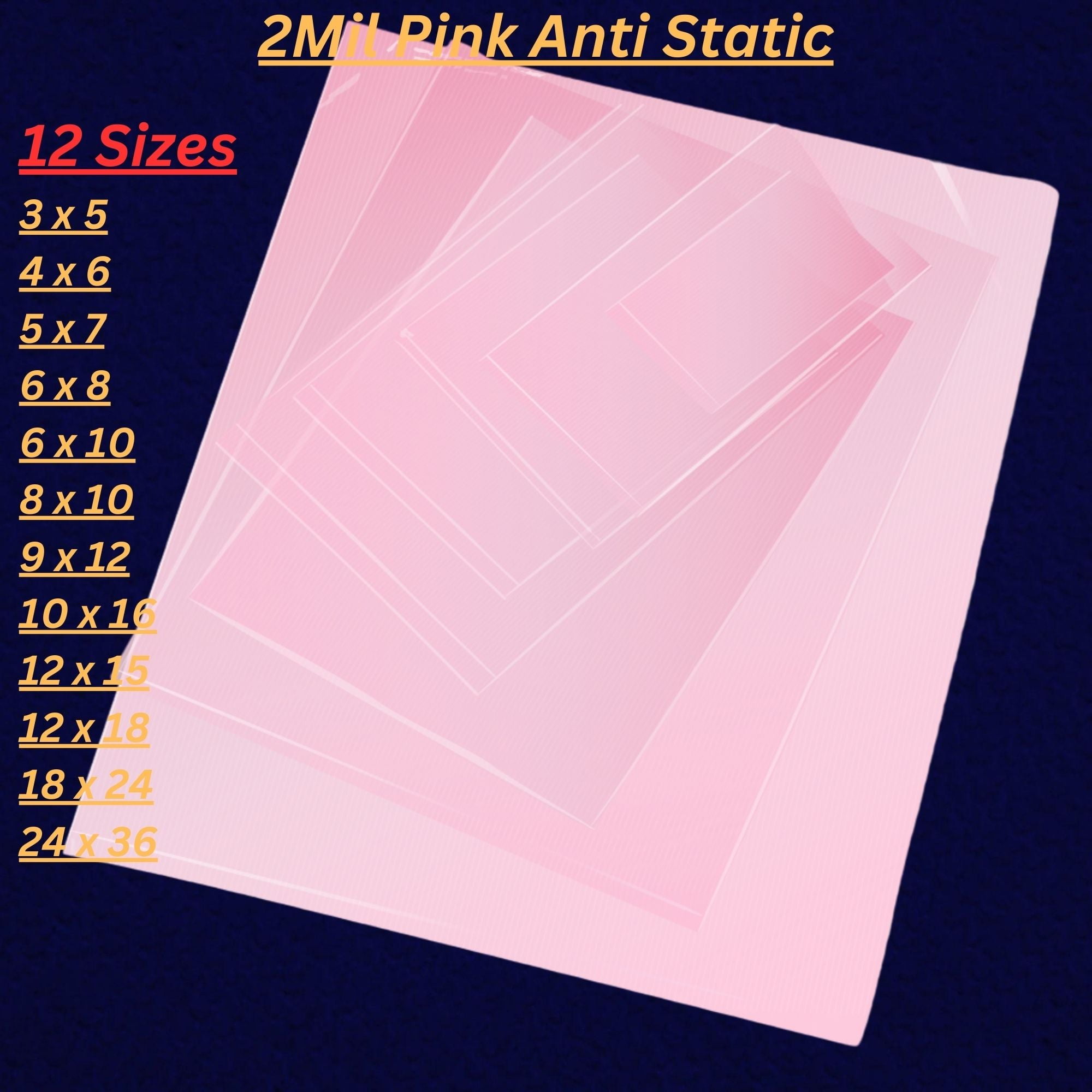 Pink AntiStatic Plastic Flat Bags 8 x 10 (100 Bags) 2 Mil Heavy