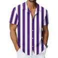 thumbnail image 5 of Aobny Shirt for Men Striped Hawaiian Button Down Tees Polos Big & Tall Collared Short Sleeve Mens Beach Shirts,Purple,XL, 5 of 7