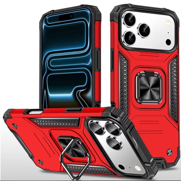 For Apple iPhone 18 Pro Max Robust Magnetic Kickstand Hybrid Case Cover - Red