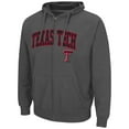 thumbnail image 2 of Men's Colosseum Charcoal Texas Tech Red Raiders Arch & Logo 3.0 Full-Zip Hoodie, 2 of 3