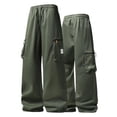 thumbnail image 3 of Men's Slim Fit Cargo Workwear Pants, Straight Leg Drawstring Elastic Waist Multi Pockets Casual Trousers Joggers, Quick Dry Breathable Lightweight Stretchy, Outdoor Hiking Gym, 3 of 7
