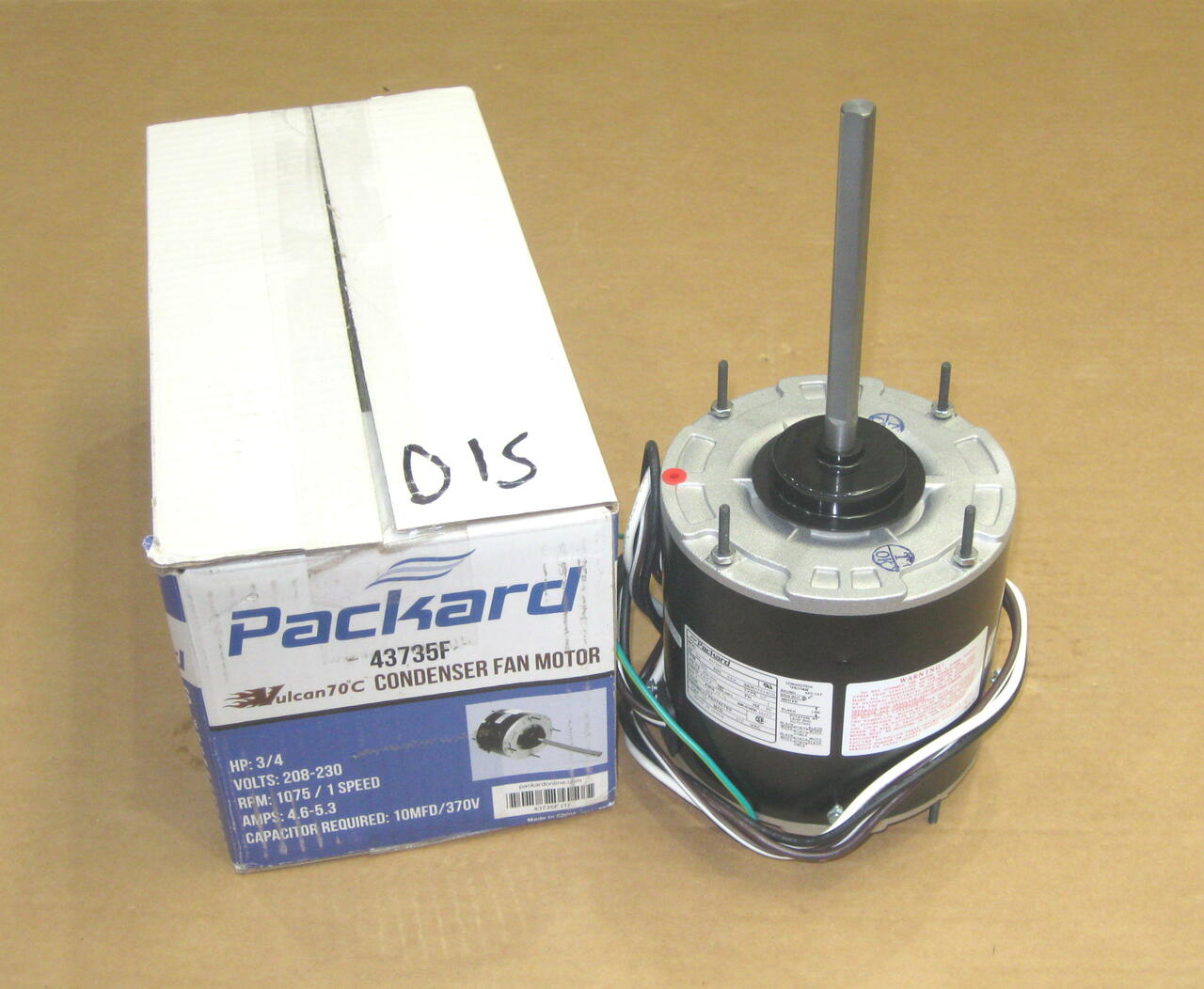 Packard 43735F Air Conditioner Condenser Fan Motor 3/4 HP 1075 RPM 5-5/8