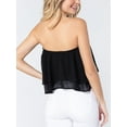 thumbnail image 3 of FashionMile Women Swiss Dot Woven Ruffled Flare Two Ply Off the Shoulder Tube Crop Top, 3 of 5