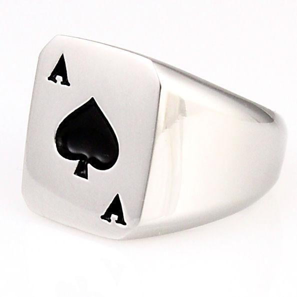 Jude Jewelers Stainless Steel Texas Holdem Poker Casino Games Spade Ace Ring 