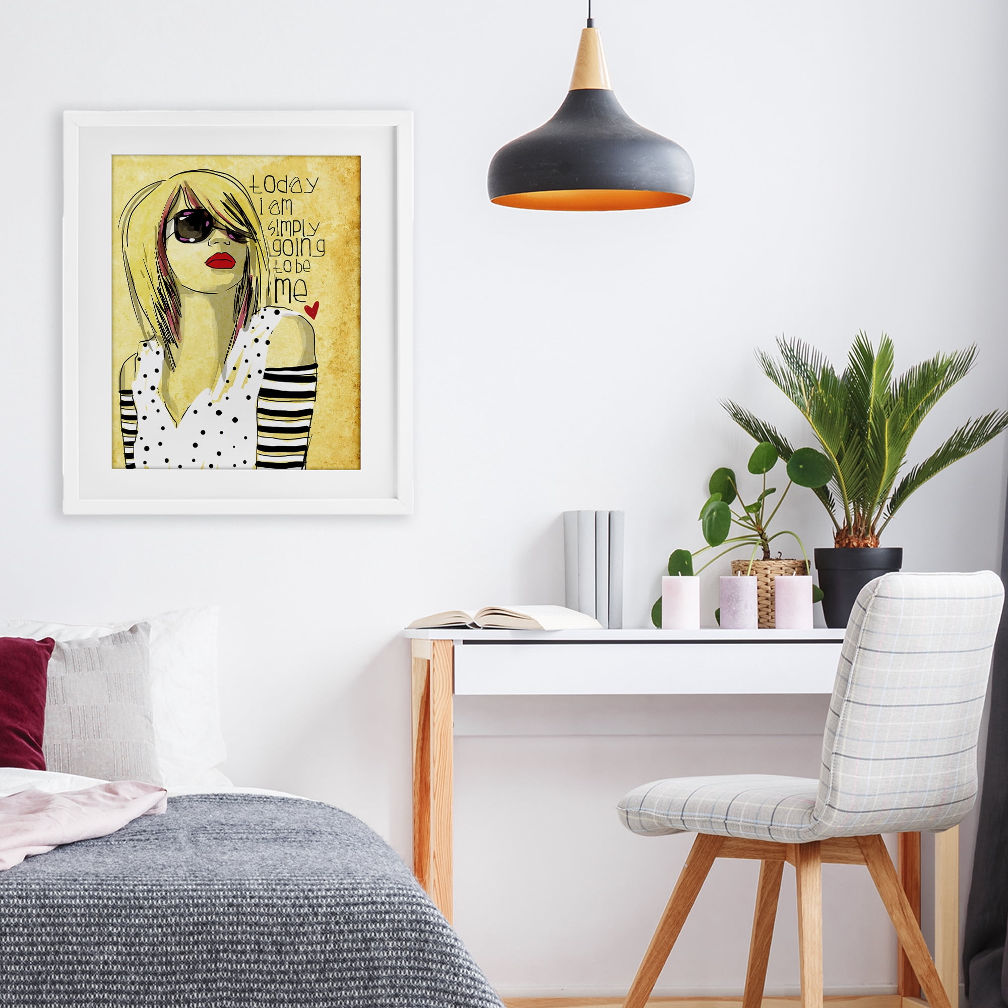 Stupell Industries Today I Am Simply Me White Framed Print Under Glass, design by Suzanne Millius