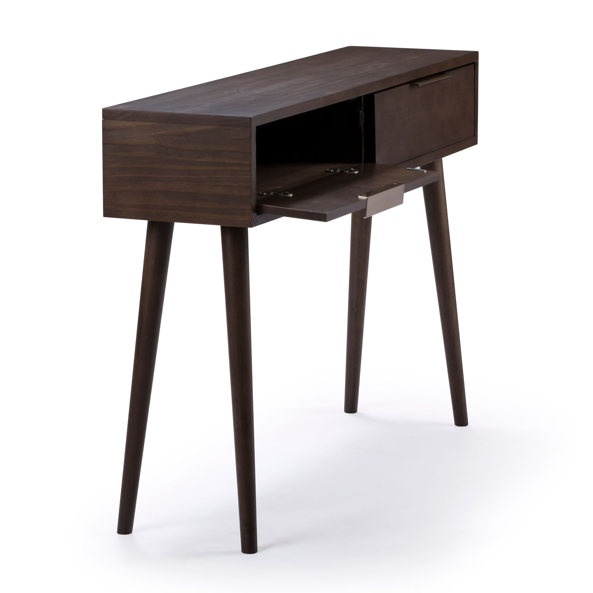 Plank+Beam 46" Mid Century Modern Console Table with Storage Shelves, Entryway Table with Storage, Foyer Tables for Entryway, Console Table, Walnut