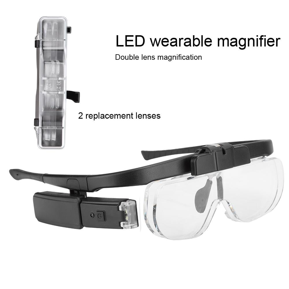 LYUMO Magnifying Glasses, 4.5x Wearable Magnifier Adjustable LED Magnifying  Glasses Spectacles for Book Newspaper Reading, Magnifier 