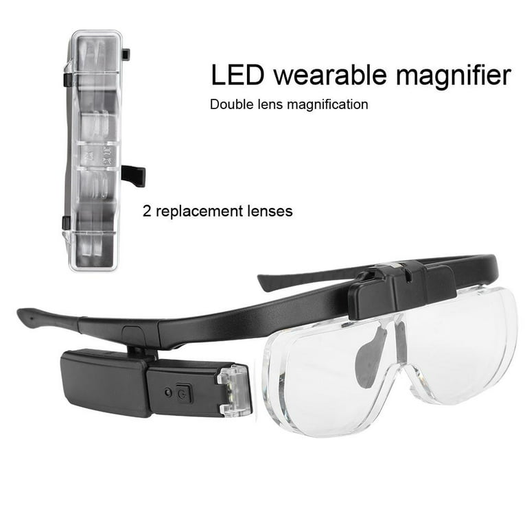 Magnifying Goggles Glass, 2 LED Lights, 5 Glass, Magnifier, and