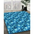 thumbnail image 3 of Ahgly Tapis Rond Lavable en Machine Intérieur Transitionnel Turquoise Bleu Vif, 5 Pieds Rond, 3 of 7