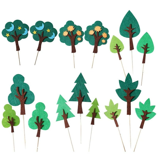 16 Pcs Birthday Toppers Cakes Party Dessert Decor Forest Cake Picks Party Topper Cakes