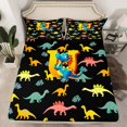 thumbnail image 2 of Manfei Monogrammed U Full Size Sheets,Zoo Animal Dinosaur Bed Sheets,Black Yellow Sheet Sets,Microfiber Room Decorative,4pcs, 2 of 7