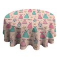 thumbnail image 4 of Princess Dress Castle Pattern Round Tablecloth 60"x60",Wrinkle Wipeable Table Cloth for Kitchen Dining Room Picnic Patio Party, 4 of 6