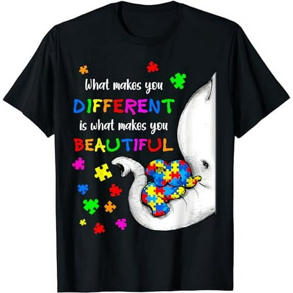 What Makes You Different Elephant Mom Autism Child Awareness T-Shirt