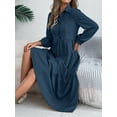 thumbnail image 3 of Women’s Relaxed Fit Long Sleeve Ruffle Detail Shirt Dress Effortless Everyday Tunic Style, 3 of 5